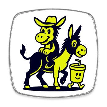 Donkey on donkey and drink - Square fridge magnet - white - Front