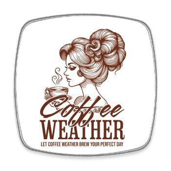 Coffee Weather – Retro Coffee Lady Clipart - Square fridge magnet - white - Front