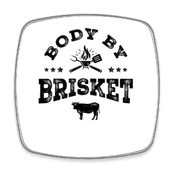 Body By Brisket Funny BBQ Meat Smoker Humor - Square fridge magnet - white - Front