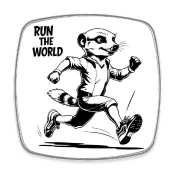 Meerkat, running - Square fridge magnet - white - Front