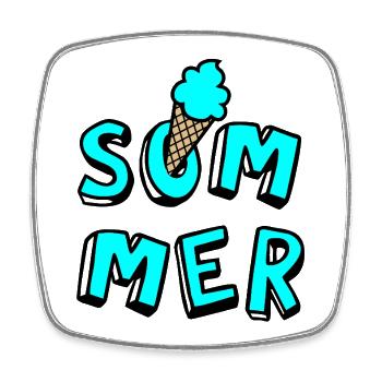 Sommer Eis Waffel Comicstyle Fun Lebensfreude Fan - Viereckiger Kühlschrankmagnet - Weiß - Vorne