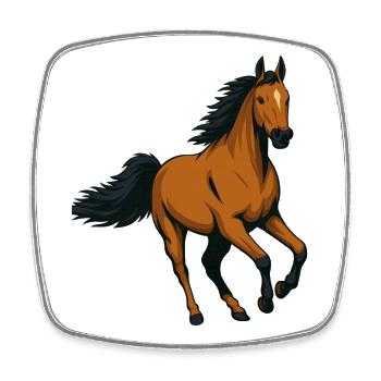 Étalon ambré au galop - Magnet carré - blanc - Devant