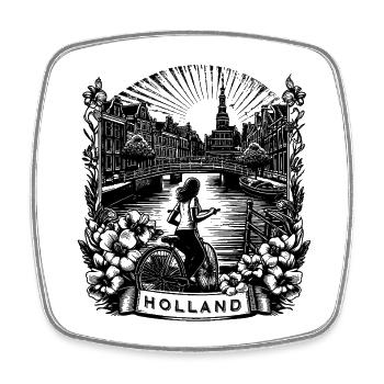 HOLLAND Shirt Design - Viereckiger Kühlschrankmagnet - Weiß - Vorne