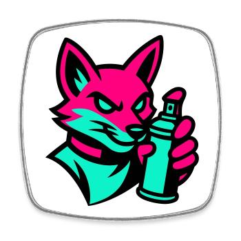 Graffiti Renard - Magnet carré - blanc - Devant