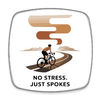 No Stress Just Spokes Cycling Art - Square fridge magnet - white - Front