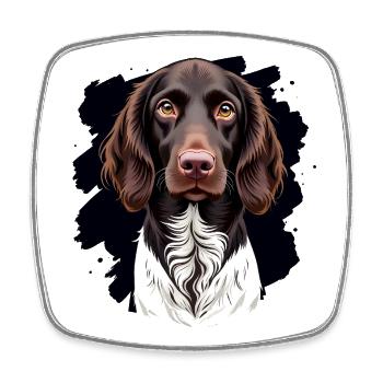 Petit Münsterlander sur fond noir - Magnet carré - blanc - Devant