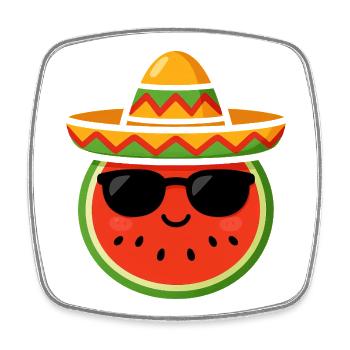 Melon Kawaii Pastèque Cinco de Mayo Cool - Magnet carré - blanc - Devant