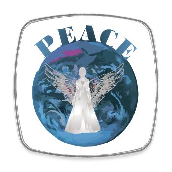 Paix sur Terre avec la protection des anges - Magnet carré - blanc - Devant