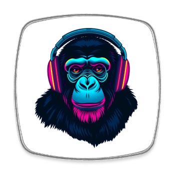 Affe als DJ - Viereckiger Kühlschrankmagnet - Weiß - Vorne