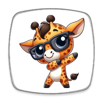 Cute Giraffe Dab Dabbing Cartoon Safari Nerd - Square fridge magnet - white - Front