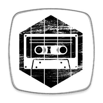 Cassette des années 80 - Magnet carré - blanc - Devant