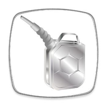Bidon de carburant avec goulot de remplissage – Aspect métallique - Magnet carré - blanc - Devant