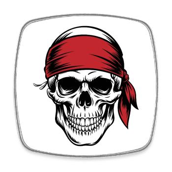 Crâne de pirate - Magnet carré - blanc - Devant