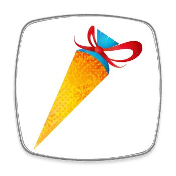 Colorful school cone with red ribbon - Square fridge magnet - white - Front