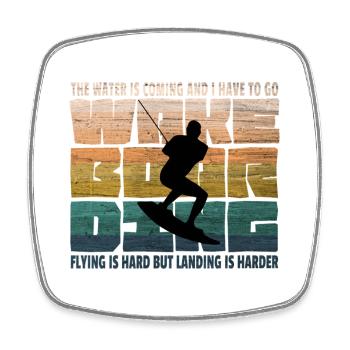 Wakeboarding Wakeboard Vintage - Square fridge magnet - white - Front