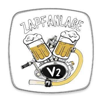 Biker V2 Bier Motorrad Zapfanlage Ausfahrt - Viereckiger Kühlschrankmagnet - Weiß - Vorne