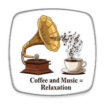 Coffee and Music = Relaxation - Viereckiger Kühlschrankmagnet - Weiß - Vorne
