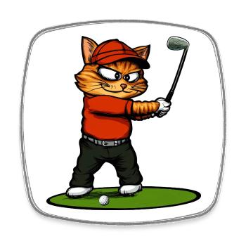 Cats Golf / Golfer Cat - Square fridge magnet - white - Front