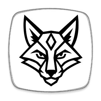 Stilisierter geometrischer Fuchs - Viereckiger Kühlschrankmagnet - Weiß - Vorne