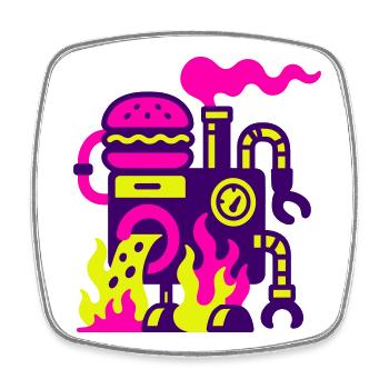 Machine à hamburger - Magnet carré - blanc - Devant