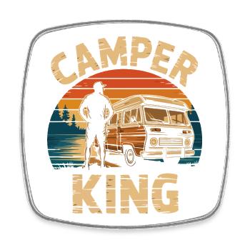 Vintage Camper King Sunset Design - Square fridge magnet - white - Front