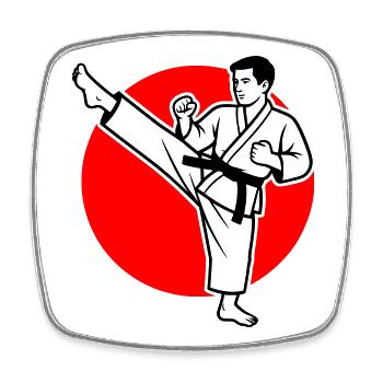 Karate Mae-Geri - Square fridge magnet - white - Front