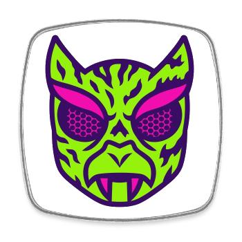 Neon Viper Mask - Square fridge magnet - white - Front
