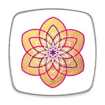 Yoga Gold Blume Blüte Sonne Mandala Meditation om - Viereckiger Kühlschrankmagnet - Weiß - Vorne