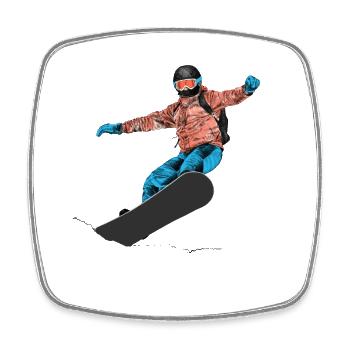Planche à neige - Magnet carré - blanc - Devant