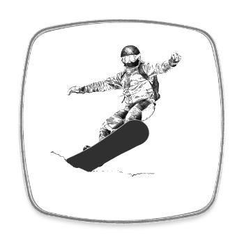 Planche à neige - Magnet carré - blanc - Devant