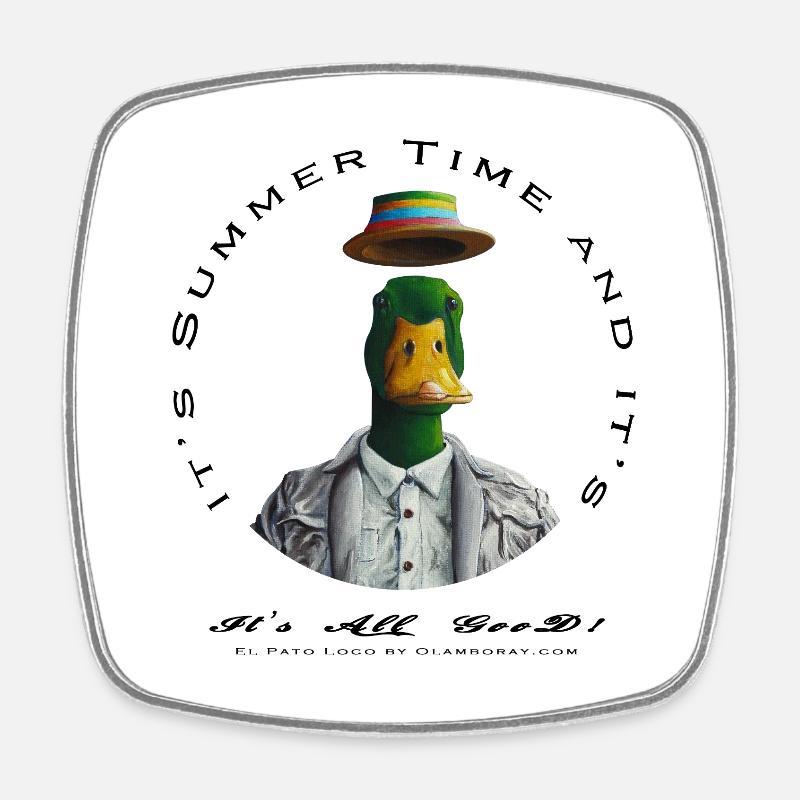 Stylish and cheerful duck - Square fridge magnet - white