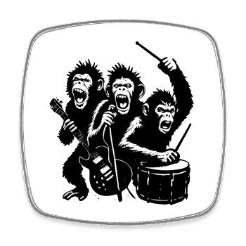 Expressive Monkey Rock Band | The Monkey Dance - Square fridge magnet - white - Front
