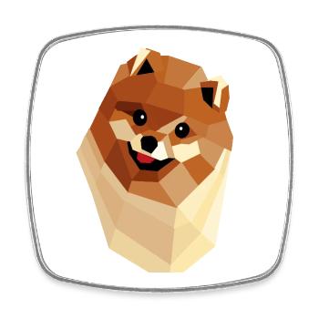 Pommerschen Low Poly — Geometrisches Porträt - Viereckiger Kühlschrankmagnet - Weiß - Vorne