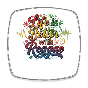 La vie est meilleure avec le reggae – Jamaica Rasta Vibes - Magnet carré - blanc - Devant