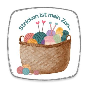 Garnkorb Zen: Stricken-Traum - Viereckiger Kühlschrankmagnet - Weiß - Vorne