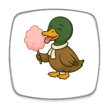 Motif de canard ludique avec barbe à papa - Magnet carré - blanc - Devant
