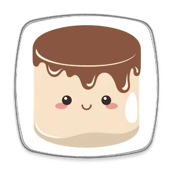 Guimauve au chocolat kawaii - Magnet carré - blanc - Devant