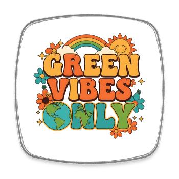 Green Vibes Only Rainbow Earth Retro Style - Viereckiger Kühlschrankmagnet - Weiß - Vorne