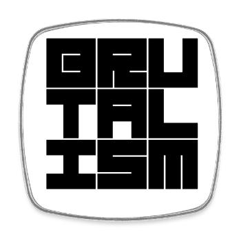 Conception de logo typographique géométrique brutaliste - Magnet carré - blanc - Devant