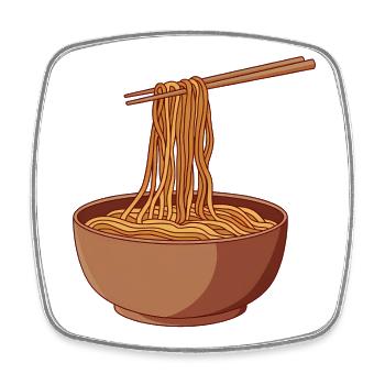 Minimalist Noodle Bowl - Square fridge magnet - white - Front