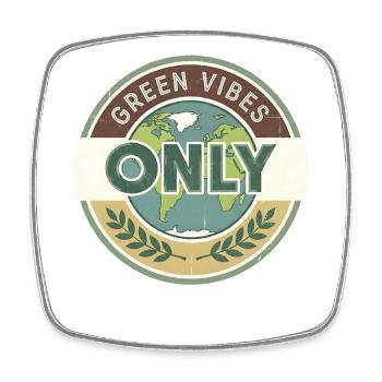 Vintage Globe Green Vibes uniquement - Magnet carré - blanc - Devant
