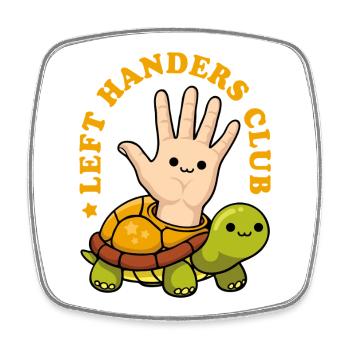 Left Handers Club - Whimsical Turtle - Square fridge magnet - white - Front