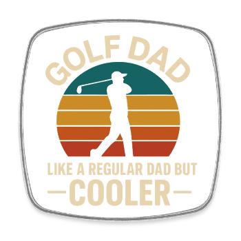 Golf Dad Retro Sunset Design - Square fridge magnet - white - Front