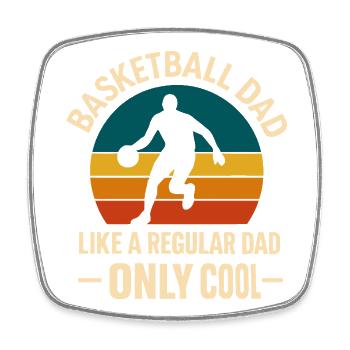 Basketball papa rétro lever de soleil design - Magnet carré - blanc - Devant