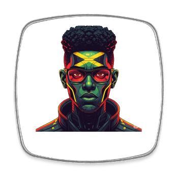 Futuristic Rasta Vibes Jamaica Cyberpunk - Viereckiger Kühlschrankmagnet - Weiß - Vorne