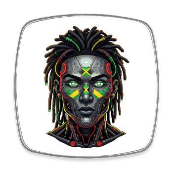 Cyber Rasta Jamaika Reggae Future Vibes - Viereckiger Kühlschrankmagnet - Weiß - Vorne