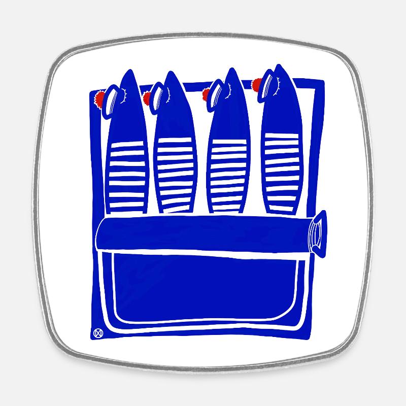 Sardines endormies, design mignon français - Magnet carré - blanc