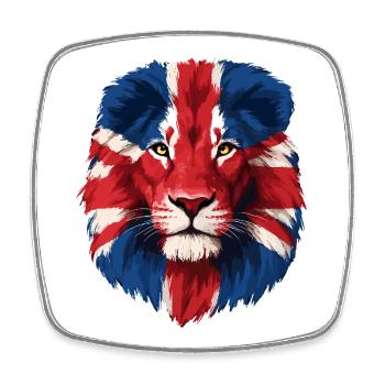 Lion majestueux avec crinière Union Jack - Magnet carré - blanc - Devant