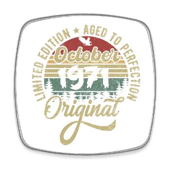 oktober 1971 Jahrestag oktober 1971 oktober - Viereckiger Kühlschrankmagnet - Weiß - Vorne
