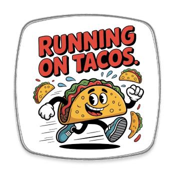 Running taco animation for fun and exercise - Square fridge magnet - white - Front
